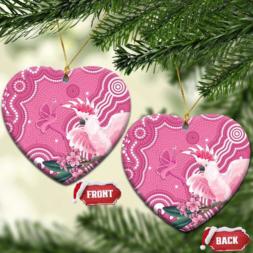 Australia Breast Cancer Awareness Ceramic Ornament Pink Cockatoo Ribbon Aboriginal Art - Aussie Hoodie