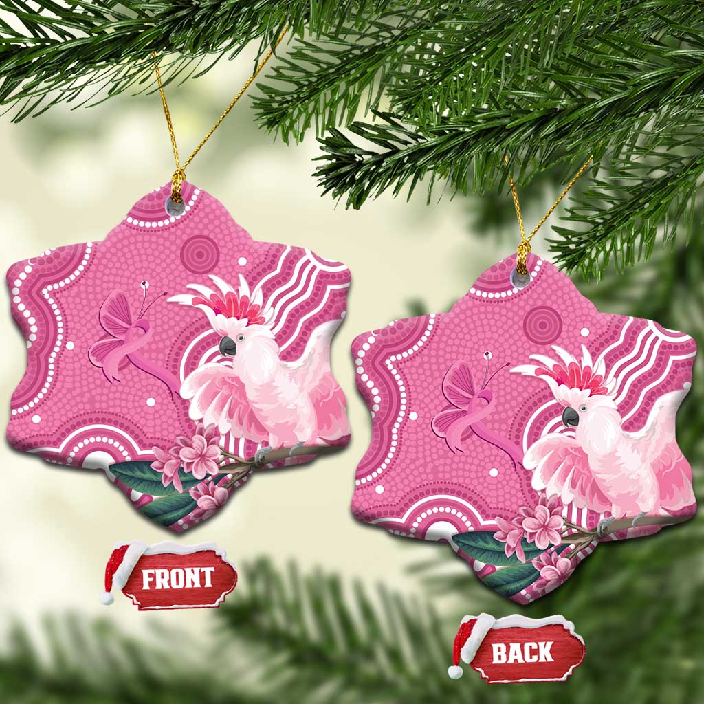 Australia Breast Cancer Awareness Ceramic Ornament Pink Cockatoo Ribbon Aboriginal Art - Aussie Hoodie