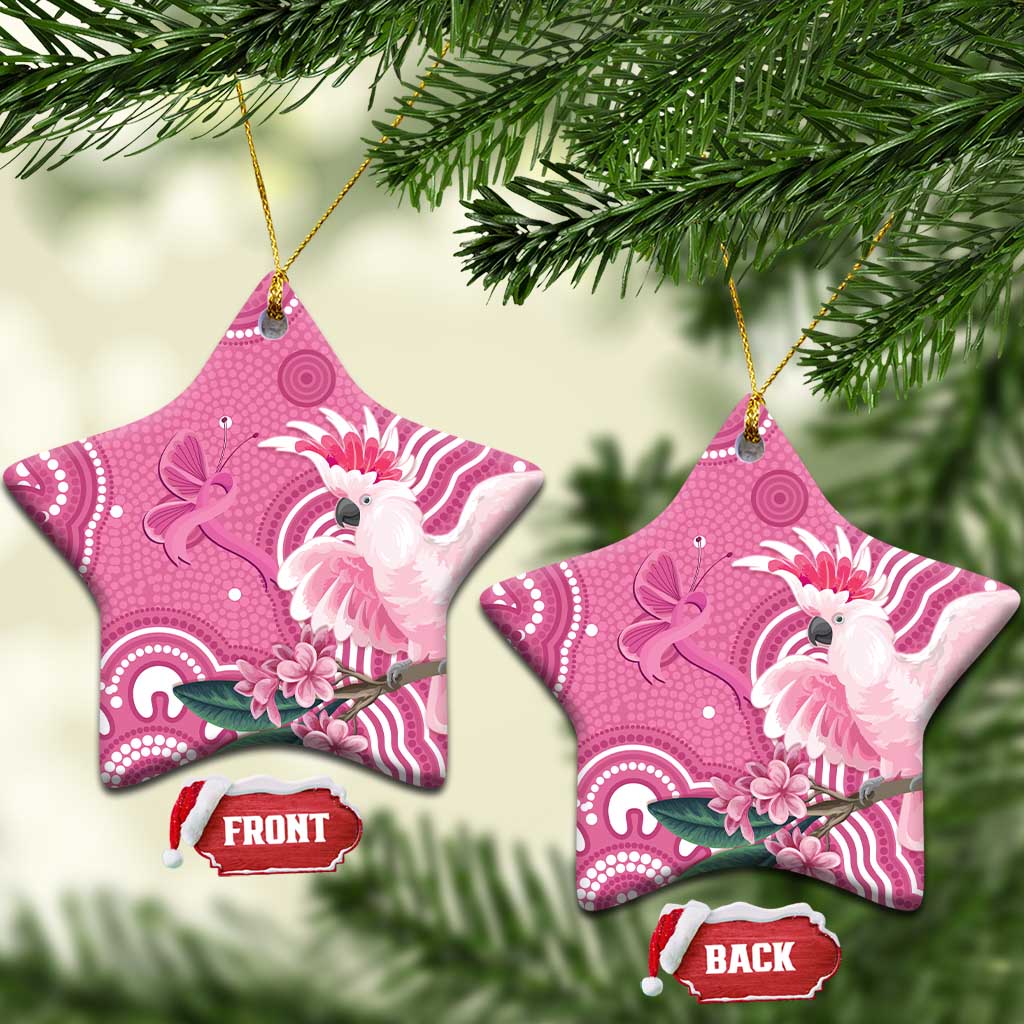 Australia Breast Cancer Awareness Ceramic Ornament Pink Cockatoo Ribbon Aboriginal Art - Aussie Hoodie