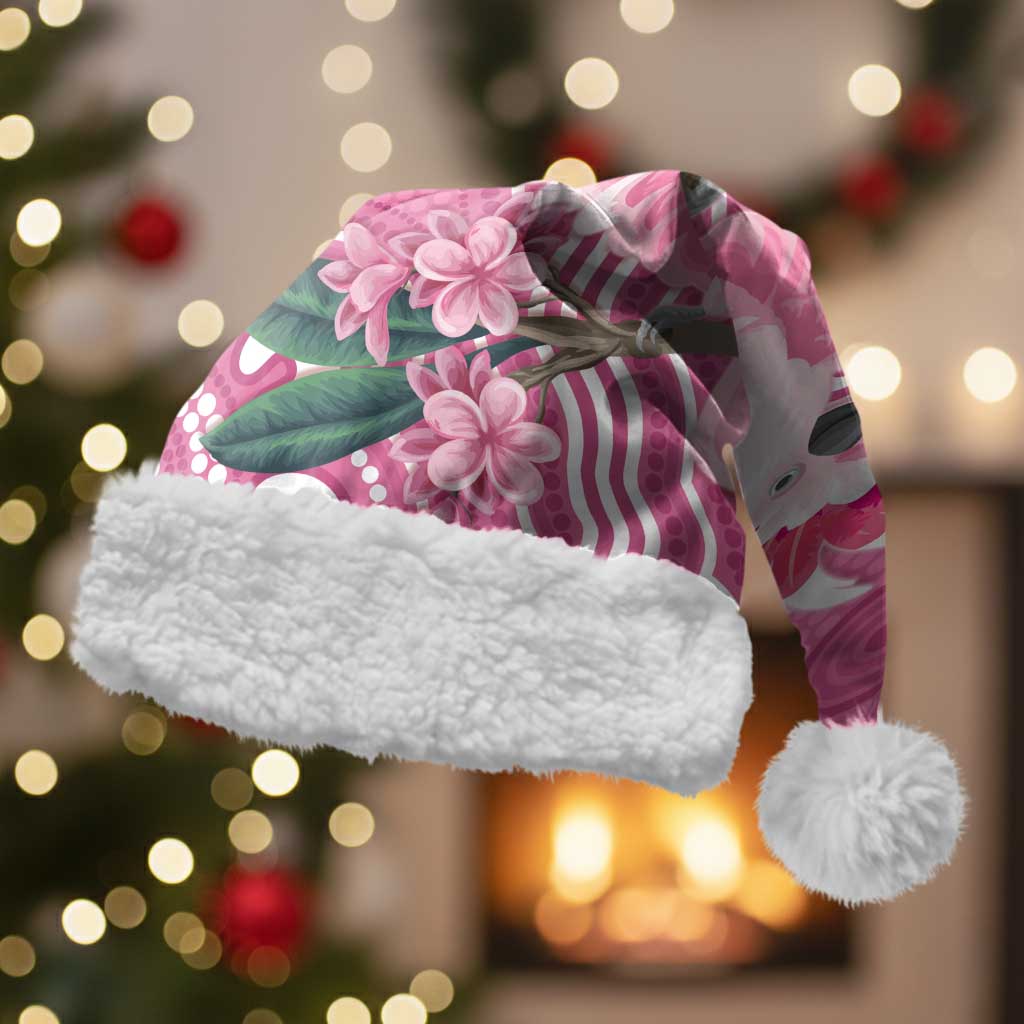 Australia Breast Cancer Awareness Christmas Santa Hat Pink Cockatoo Ribbon Aboriginal Art - Aussie Hoodie