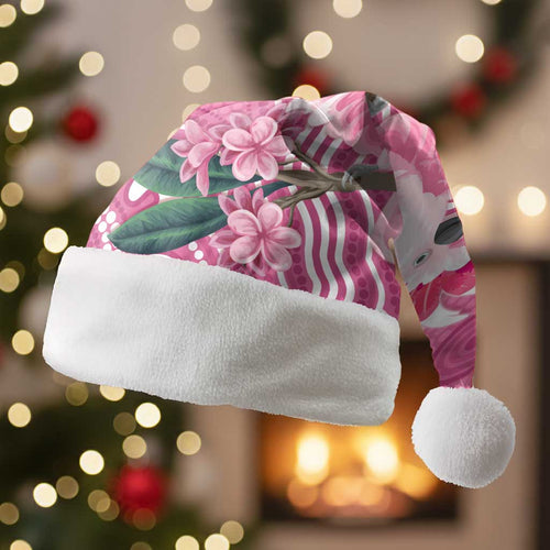 Australia Breast Cancer Awareness Christmas Santa Hat Pink Cockatoo Ribbon Aboriginal Art - Aussie Hoodie