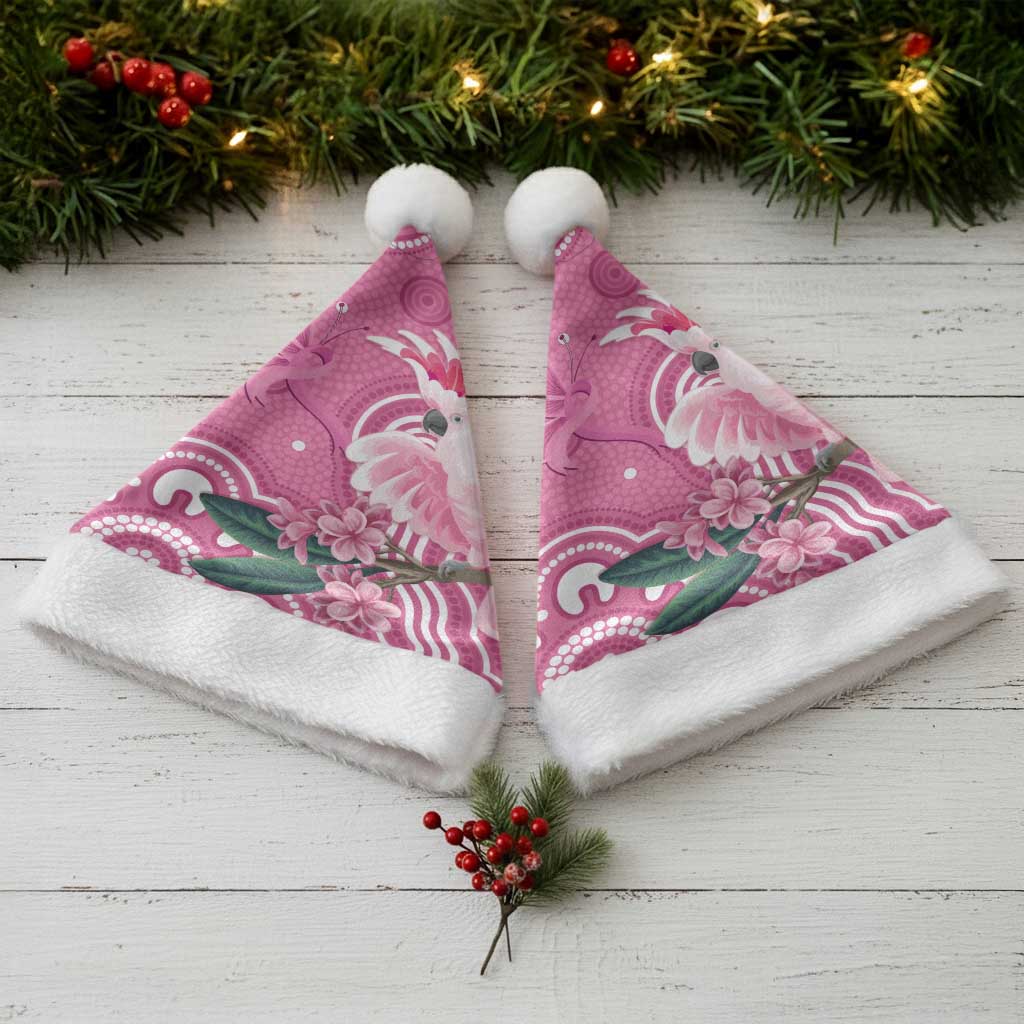 Australia Breast Cancer Awareness Christmas Santa Hat Pink Cockatoo Ribbon Aboriginal Art - Aussie Hoodie
