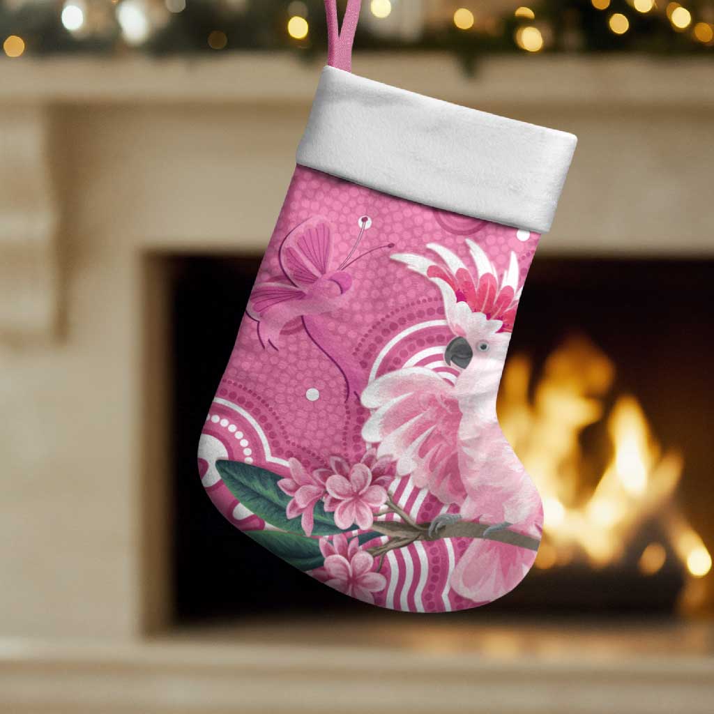 Australia Breast Cancer Awareness Christmas Stocking Pink Cockatoo Ribbon Aboriginal Art - Aussie Hoodie