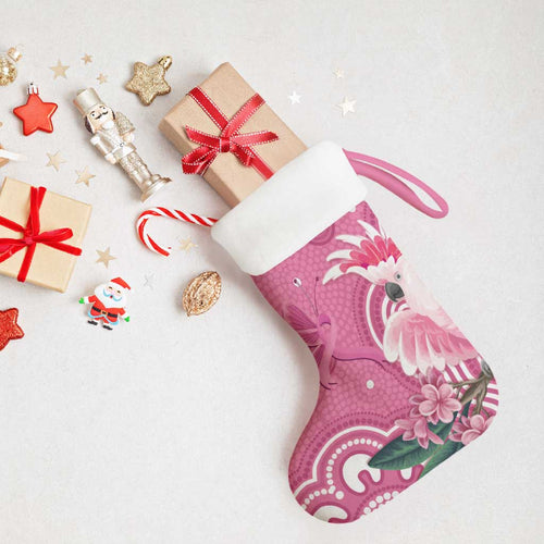 Australia Breast Cancer Awareness Christmas Stocking Pink Cockatoo Ribbon Aboriginal Art - Aussie Hoodie