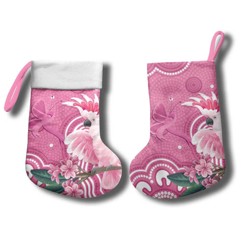 Australia Breast Cancer Awareness Christmas Stocking Pink Cockatoo Ribbon Aboriginal Art - Aussie Hoodie