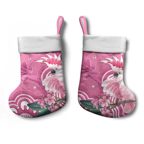Australia Breast Cancer Awareness Christmas Stocking Pink Cockatoo Ribbon Aboriginal Art - Aussie Hoodie