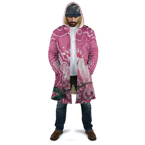 Australia Breast Cancer Awareness Cloak Pink Cockatoo Ribbon Aboriginal Art - Aussie Hoodie