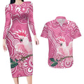 Australia Breast Cancer Awareness Couples Matching Long Sleeve Bodycon Dress and Hawaiian Shirt Pink Cockatoo Ribbon Aboriginal Art - Aussie Hoodie