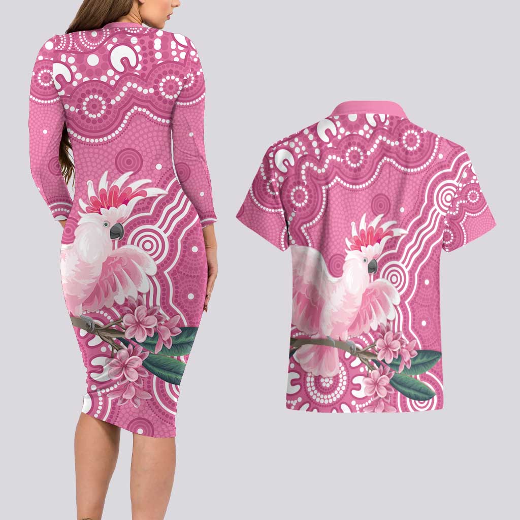 Australia Breast Cancer Awareness Couples Matching Long Sleeve Bodycon Dress and Hawaiian Shirt Pink Cockatoo Ribbon Aboriginal Art - Aussie Hoodie