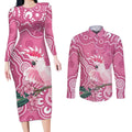 Australia Breast Cancer Awareness Couples Matching Long Sleeve Bodycon Dress and Long Sleeve Button Shirt Pink Cockatoo Ribbon Aboriginal Art - Aussie Hoodie