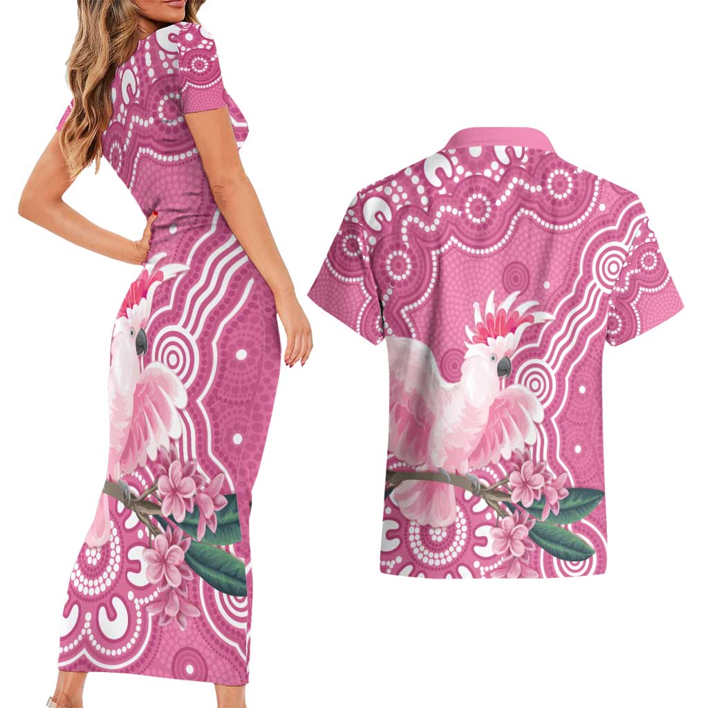 Australia Breast Cancer Awareness Couples Matching Short Sleeve Bodycon Dress and Hawaiian Shirt Pink Cockatoo Ribbon Aboriginal Art - Aussie Hoodie