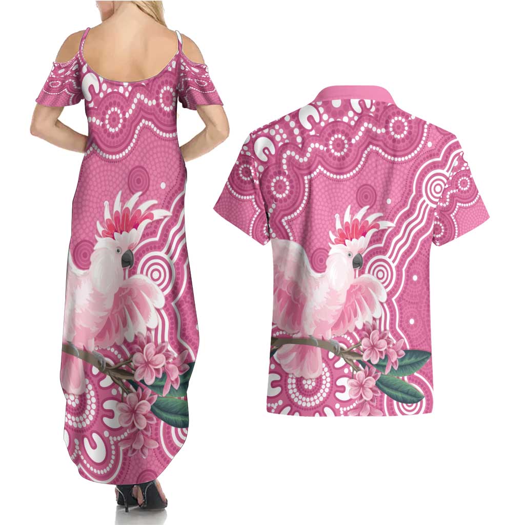 Australia Breast Cancer Awareness Couples Matching Summer Maxi Dress and Hawaiian Shirt Pink Cockatoo Ribbon Aboriginal Art - Aussie Hoodie