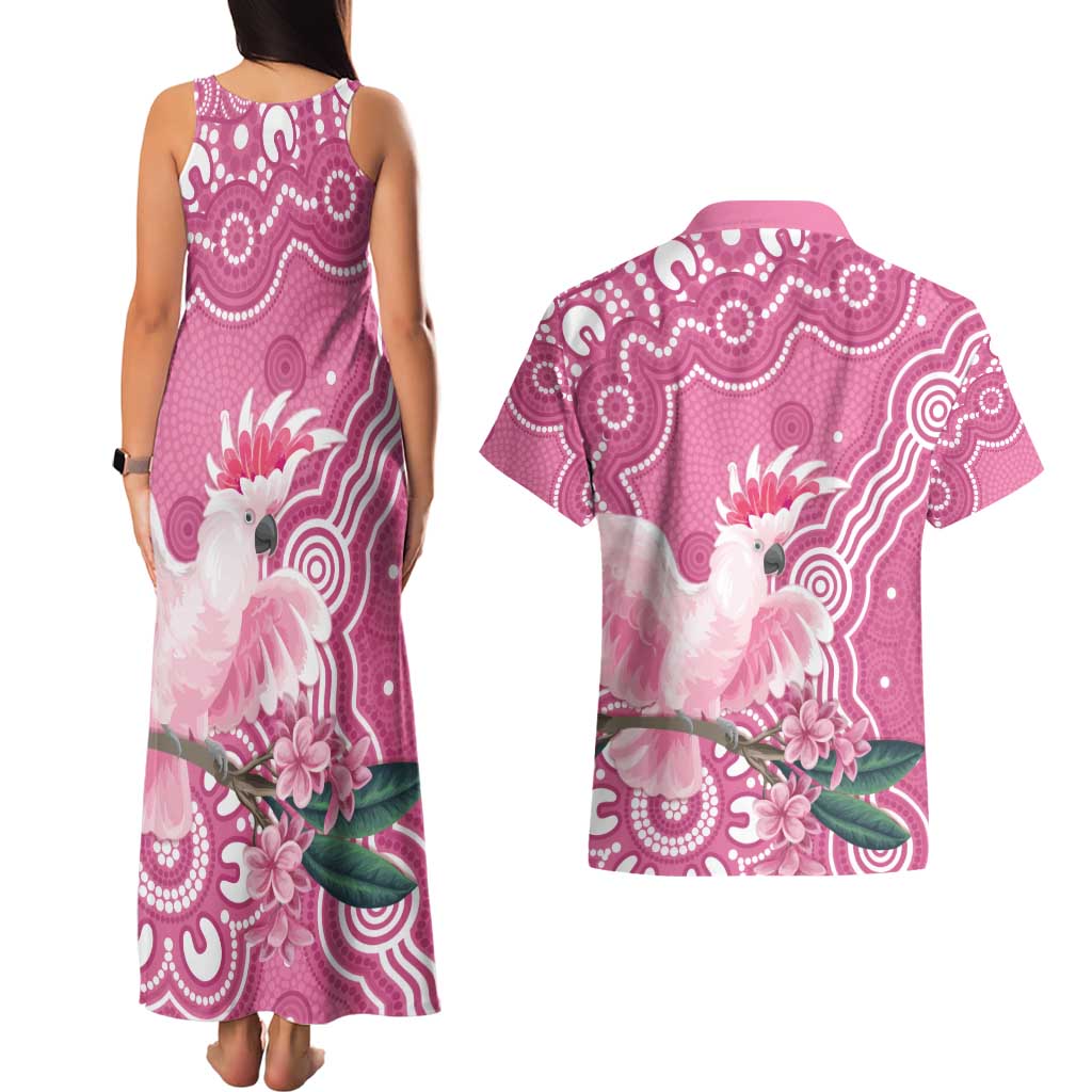 Australia Breast Cancer Awareness Couples Matching Tank Maxi Dress and Hawaiian Shirt Pink Cockatoo Ribbon Aboriginal Art - Aussie Hoodie