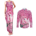 Australia Breast Cancer Awareness Couples Matching Tank Maxi Dress and Long Sleeve Button Shirt Pink Cockatoo Ribbon Aboriginal Art - Aussie Hoodie