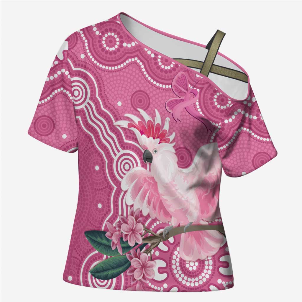 Australia Breast Cancer Awareness Cross Shoulder Shirt Pink Cockatoo Ribbon Aboriginal Art - Aussie Hoodie
