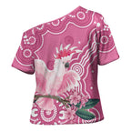 Australia Breast Cancer Awareness Cross Shoulder Shirt Pink Cockatoo Ribbon Aboriginal Art - Aussie Hoodie
