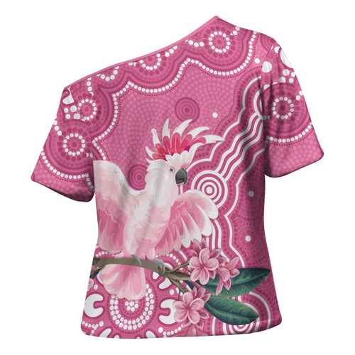Australia Breast Cancer Awareness Cross Shoulder Shirt Pink Cockatoo Ribbon Aboriginal Art - Aussie Hoodie