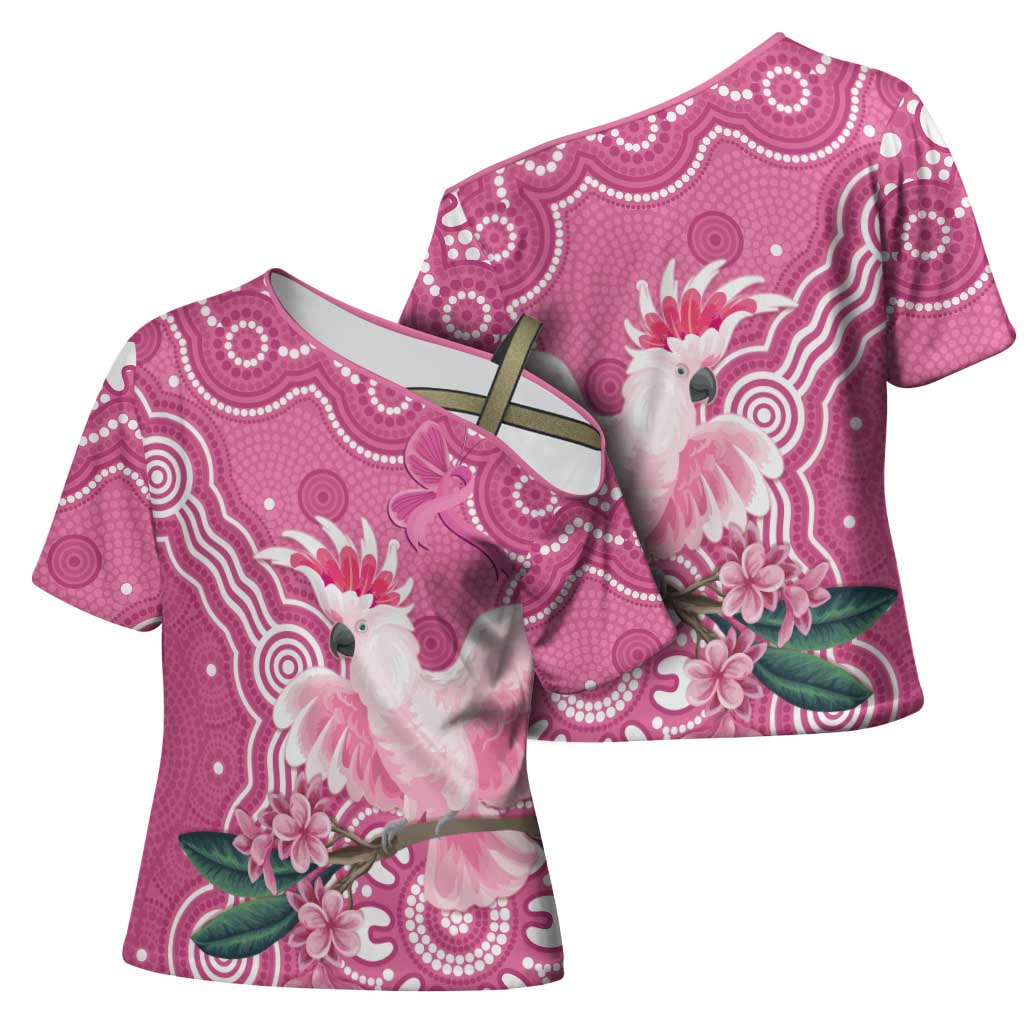 Australia Breast Cancer Awareness Cross Shoulder Shirt Pink Cockatoo Ribbon Aboriginal Art - Aussie Hoodie