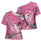 Australia Breast Cancer Awareness Cross Shoulder Shirt Pink Cockatoo Ribbon Aboriginal Art - Aussie Hoodie