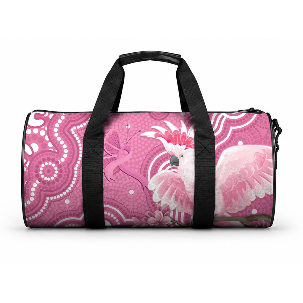 Australia Breast Cancer Awareness Duffle Bag Pink Cockatoo Ribbon Aboriginal Art