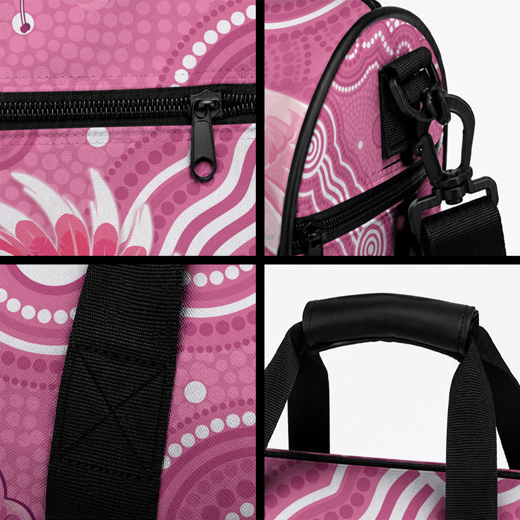 Australia Breast Cancer Awareness Duffle Bag Pink Cockatoo Ribbon Aboriginal Art