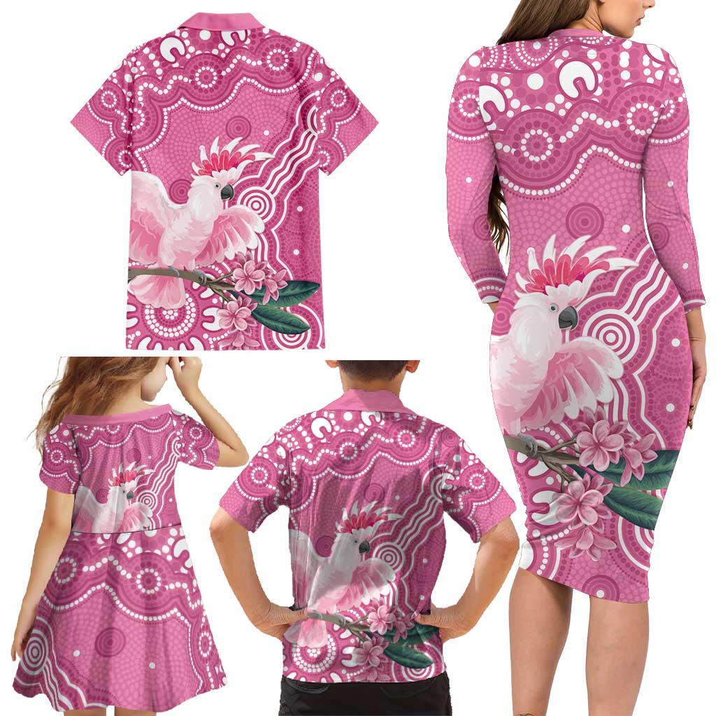 Australia Breast Cancer Awareness Family Matching Long Sleeve Bodycon Dress and Hawaiian Shirt Pink Cockatoo Ribbon Aboriginal Art - Aussie Hoodie