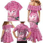 Australia Breast Cancer Awareness Family Matching Mermaid Dress and Hawaiian Shirt Pink Cockatoo Ribbon Aboriginal Art - Aussie Hoodie