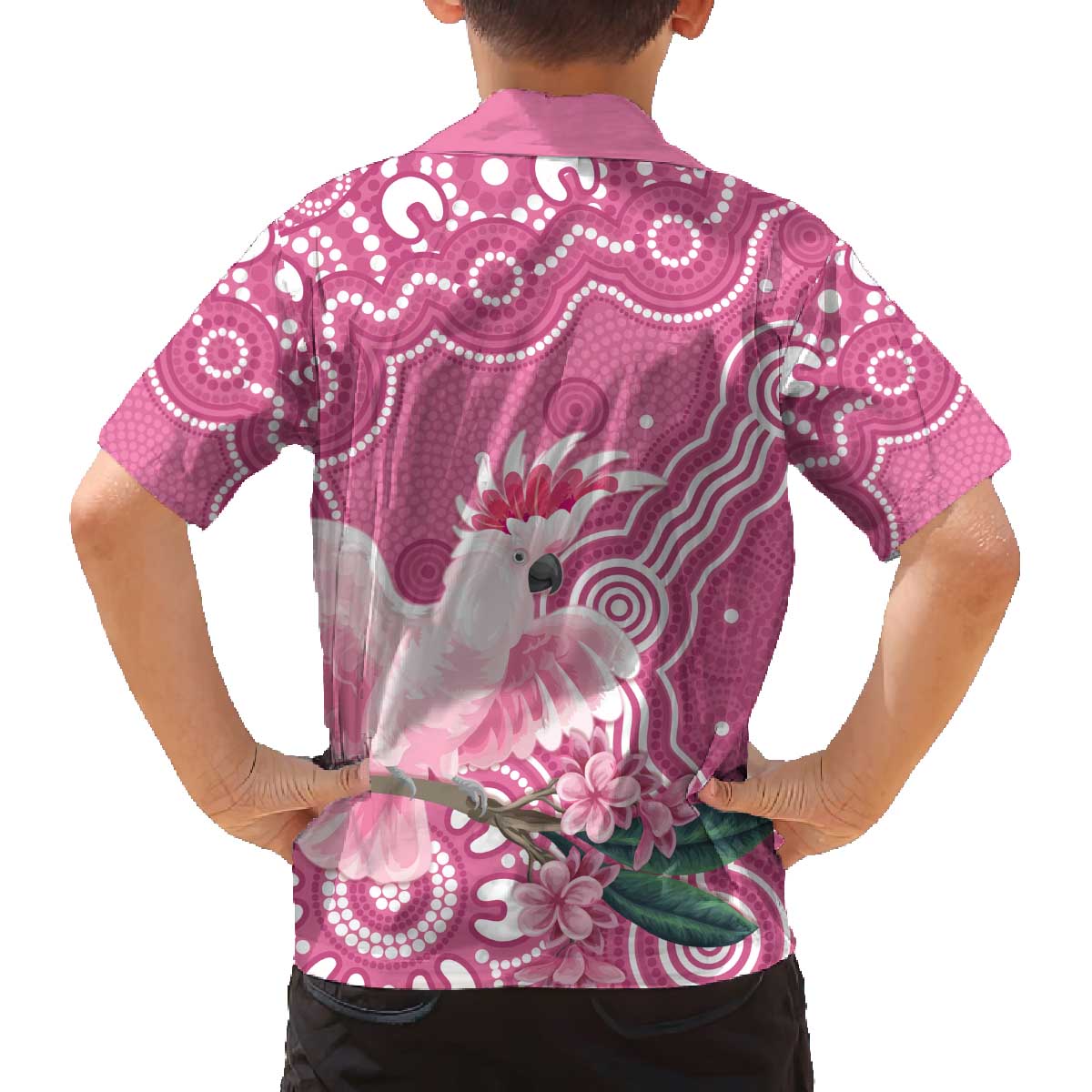 Australia Breast Cancer Awareness Family Matching Off The Shoulder Long Sleeve Dress and Hawaiian Shirt Pink Cockatoo Ribbon Aboriginal Art - Aussie Hoodie