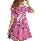 Australia Breast Cancer Awareness Family Matching Off Shoulder Maxi Dress and Hawaiian Shirt Pink Cockatoo Ribbon Aboriginal Art - Aussie Hoodie