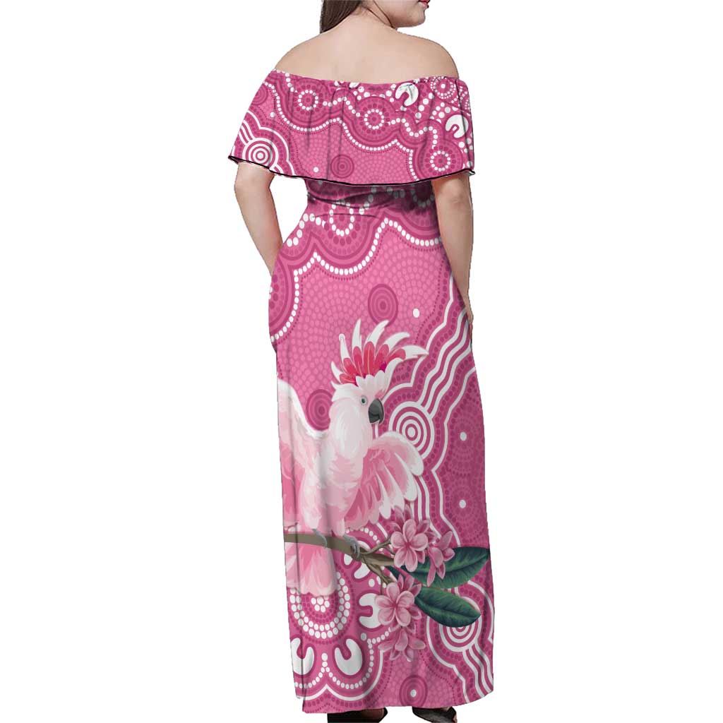Australia Breast Cancer Awareness Family Matching Off Shoulder Maxi Dress and Hawaiian Shirt Pink Cockatoo Ribbon Aboriginal Art - Aussie Hoodie