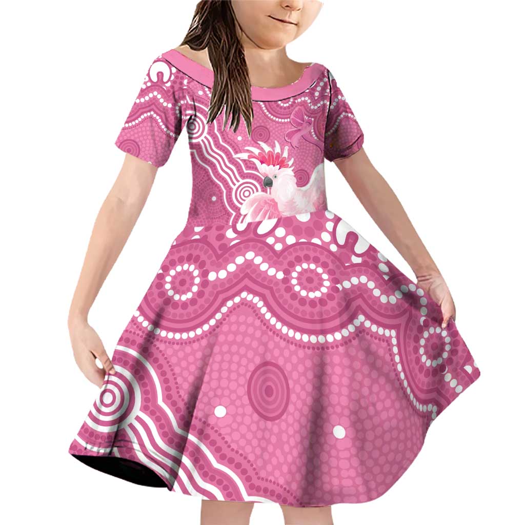 Australia Breast Cancer Awareness Family Matching Off Shoulder Short Dress and Hawaiian Shirt Pink Cockatoo Ribbon Aboriginal Art - Aussie Hoodie