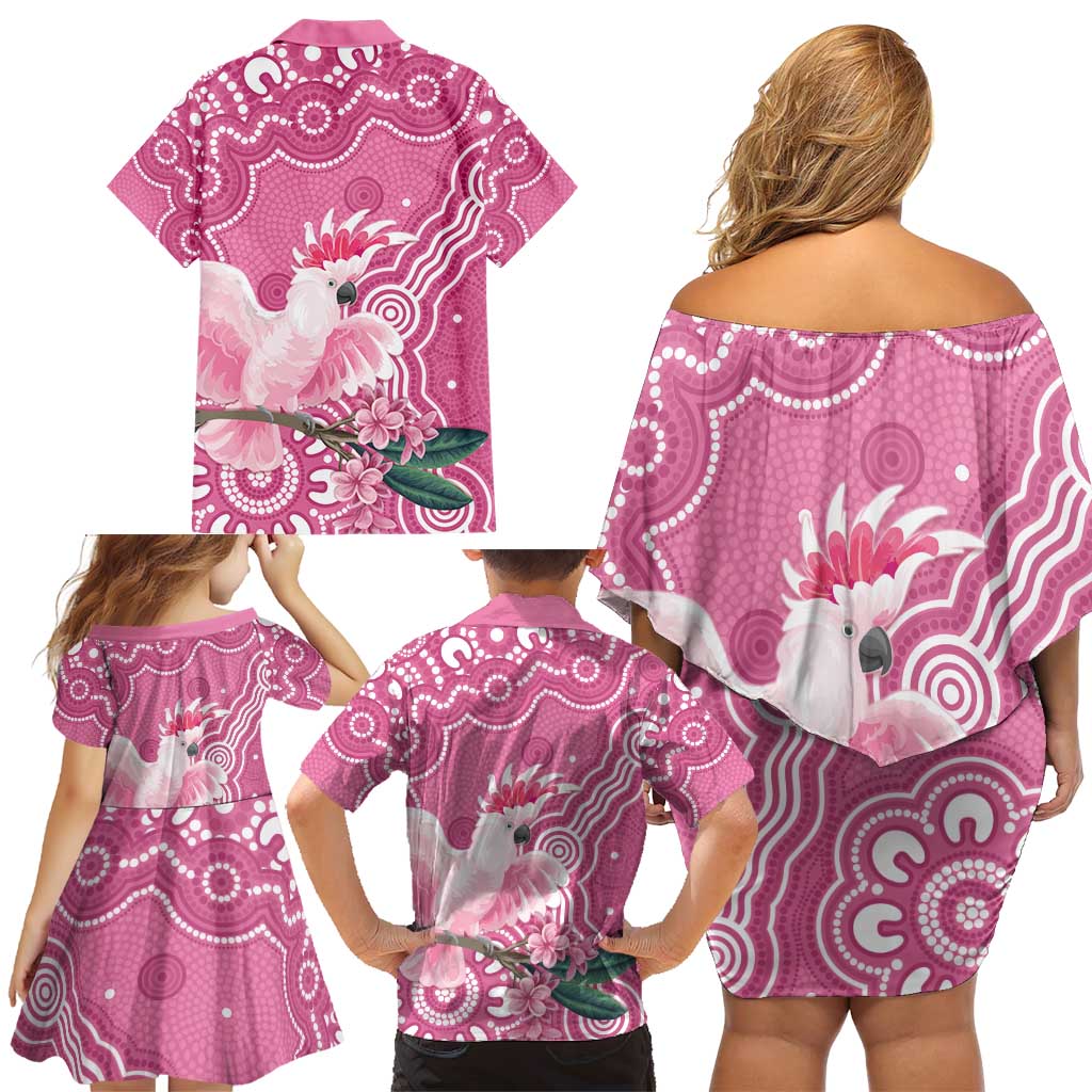 Australia Breast Cancer Awareness Family Matching Off Shoulder Short Dress and Hawaiian Shirt Pink Cockatoo Ribbon Aboriginal Art - Aussie Hoodie
