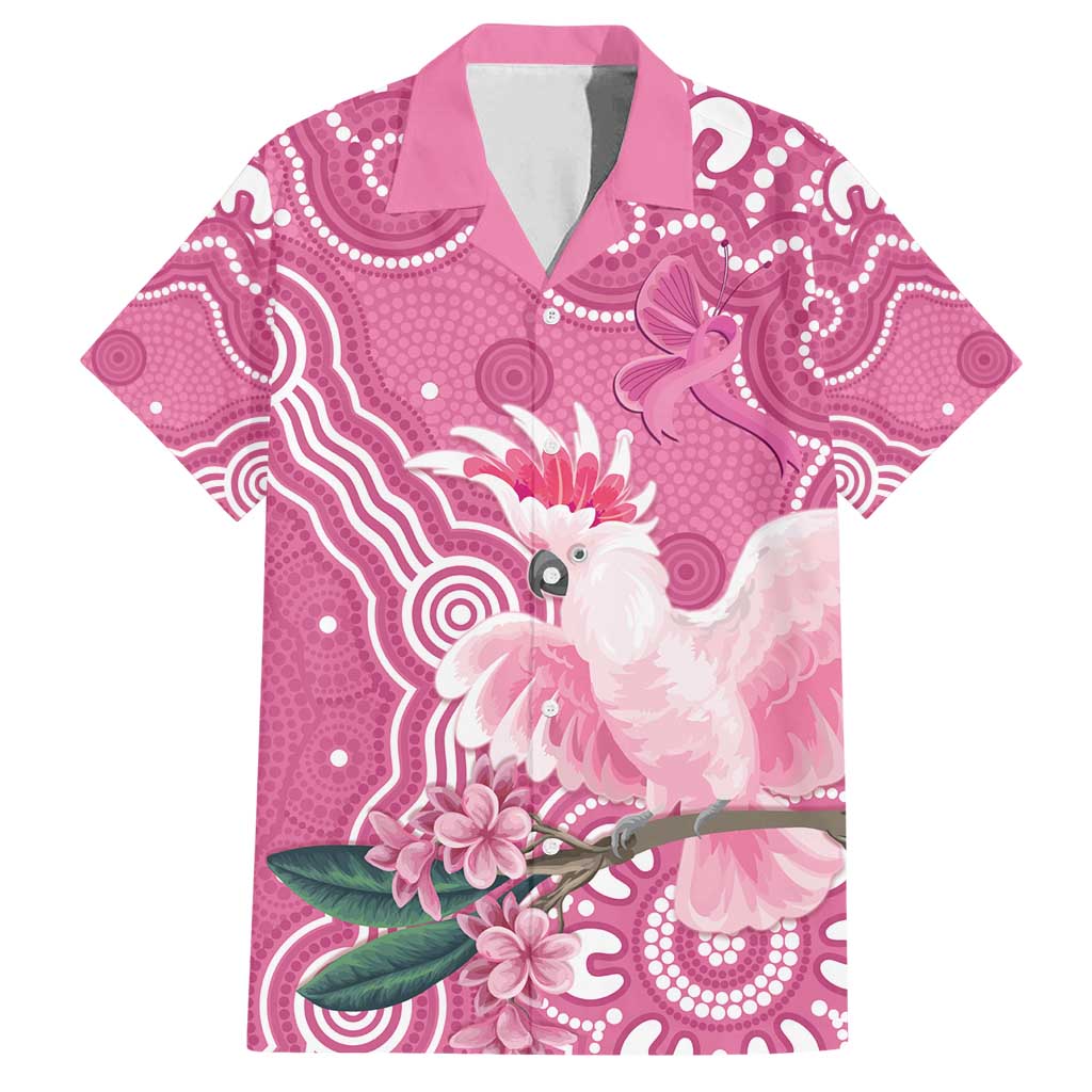 Australia Breast Cancer Awareness Family Matching Off Shoulder Short Dress and Hawaiian Shirt Pink Cockatoo Ribbon Aboriginal Art - Aussie Hoodie
