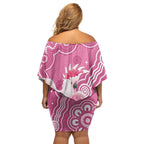 Australia Breast Cancer Awareness Family Matching Off Shoulder Short Dress and Hawaiian Shirt Pink Cockatoo Ribbon Aboriginal Art - Aussie Hoodie
