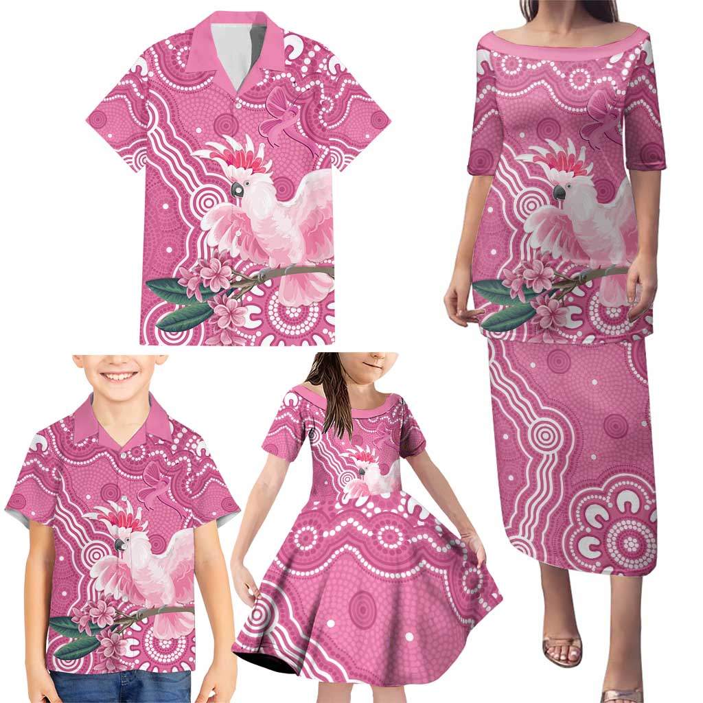 Australia Breast Cancer Awareness Family Matching Puletasi and Hawaiian Shirt Pink Cockatoo Ribbon Aboriginal Art - Aussie Hoodie
