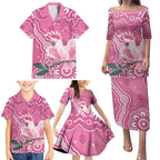 Australia Breast Cancer Awareness Family Matching Puletasi and Hawaiian Shirt Pink Cockatoo Ribbon Aboriginal Art - Aussie Hoodie