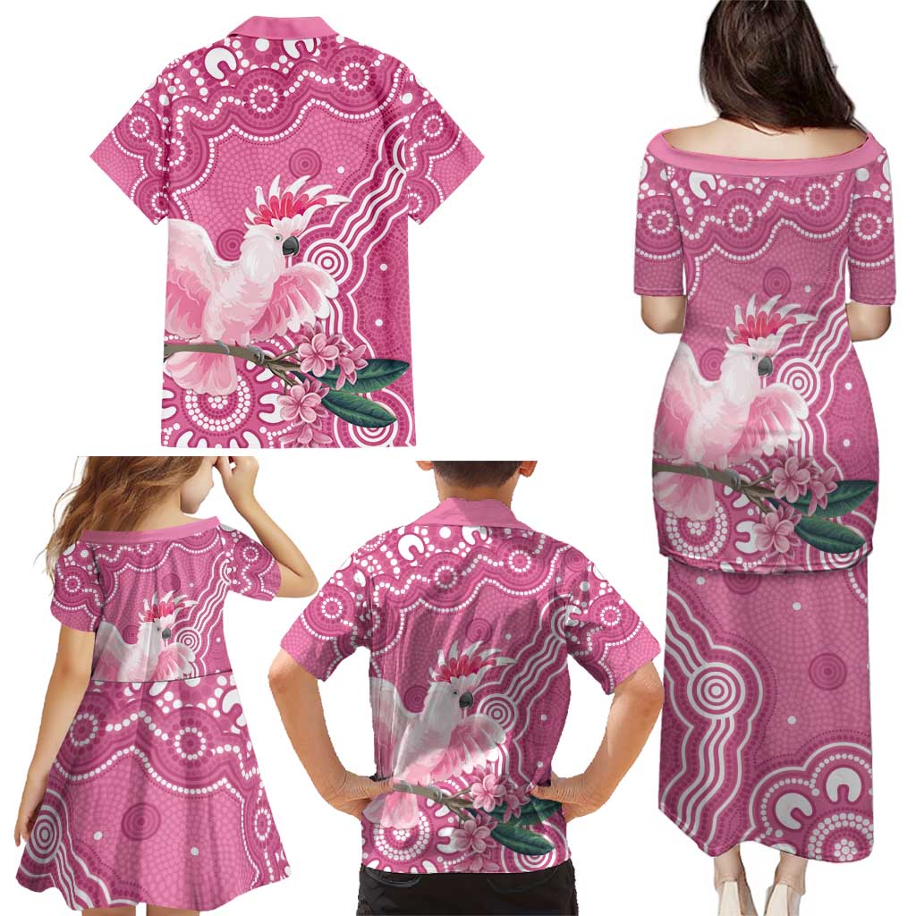 Australia Breast Cancer Awareness Family Matching Puletasi and Hawaiian Shirt Pink Cockatoo Ribbon Aboriginal Art - Aussie Hoodie