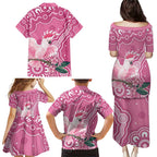 Australia Breast Cancer Awareness Family Matching Puletasi and Hawaiian Shirt Pink Cockatoo Ribbon Aboriginal Art - Aussie Hoodie