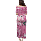 Australia Breast Cancer Awareness Family Matching Puletasi and Hawaiian Shirt Pink Cockatoo Ribbon Aboriginal Art - Aussie Hoodie