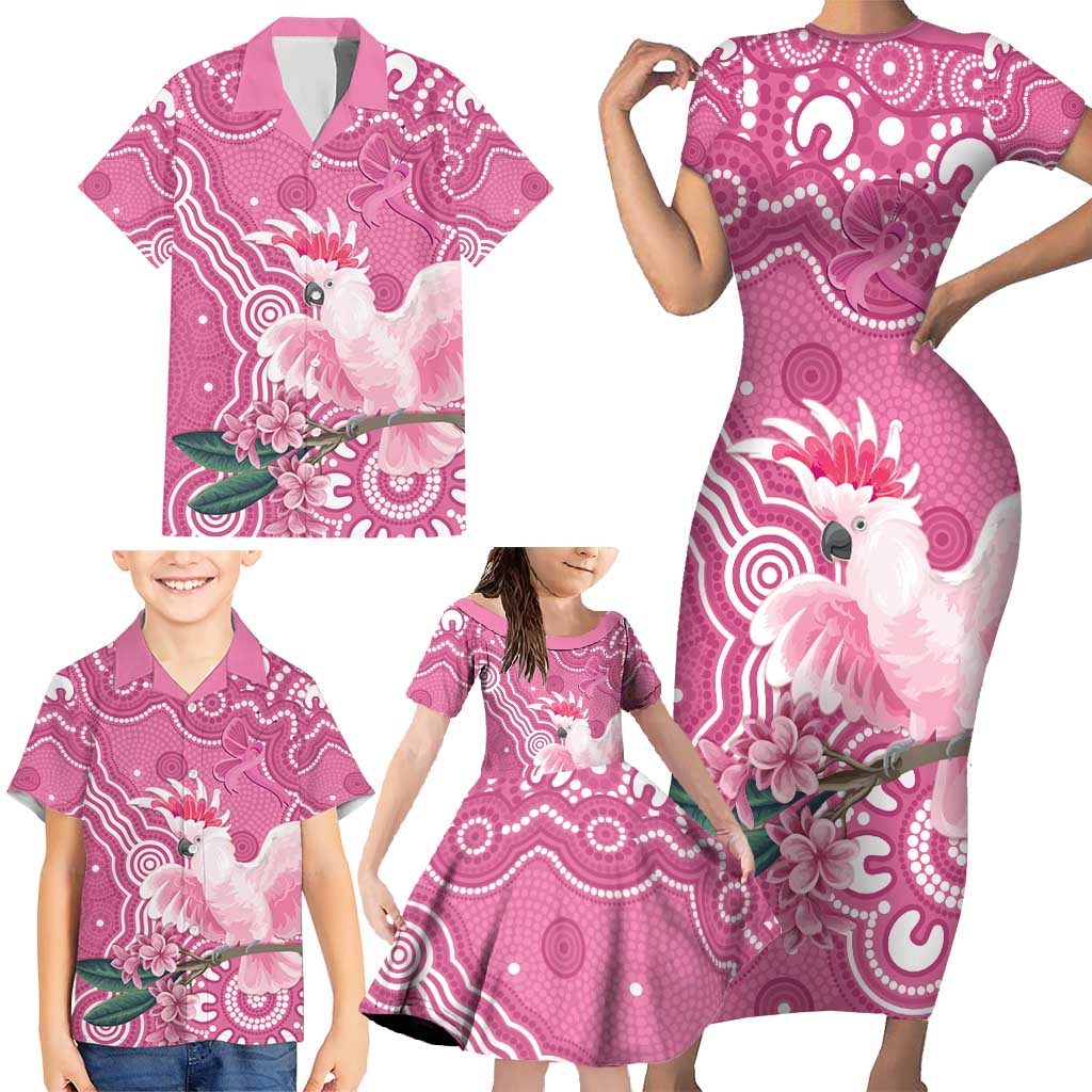 Australia Breast Cancer Awareness Family Matching Short Sleeve Bodycon Dress and Hawaiian Shirt Pink Cockatoo Ribbon Aboriginal Art - Aussie Hoodie