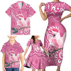 Australia Breast Cancer Awareness Family Matching Short Sleeve Bodycon Dress and Hawaiian Shirt Pink Cockatoo Ribbon Aboriginal Art - Aussie Hoodie