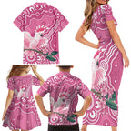 Australia Breast Cancer Awareness Family Matching Short Sleeve Bodycon Dress and Hawaiian Shirt Pink Cockatoo Ribbon Aboriginal Art - Aussie Hoodie