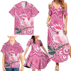 Australia Breast Cancer Awareness Family Matching Summer Maxi Dress and Hawaiian Shirt Pink Cockatoo Ribbon Aboriginal Art - Aussie Hoodie