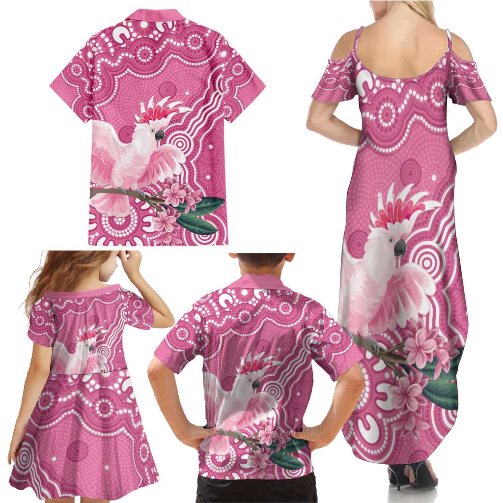 Australia Breast Cancer Awareness Family Matching Summer Maxi Dress and Hawaiian Shirt Pink Cockatoo Ribbon Aboriginal Art - Aussie Hoodie
