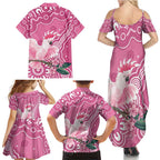 Australia Breast Cancer Awareness Family Matching Summer Maxi Dress and Hawaiian Shirt Pink Cockatoo Ribbon Aboriginal Art - Aussie Hoodie