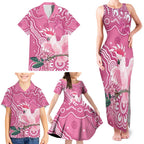 Australia Breast Cancer Awareness Family Matching Tank Maxi Dress and Hawaiian Shirt Pink Cockatoo Ribbon Aboriginal Art - Aussie Hoodie
