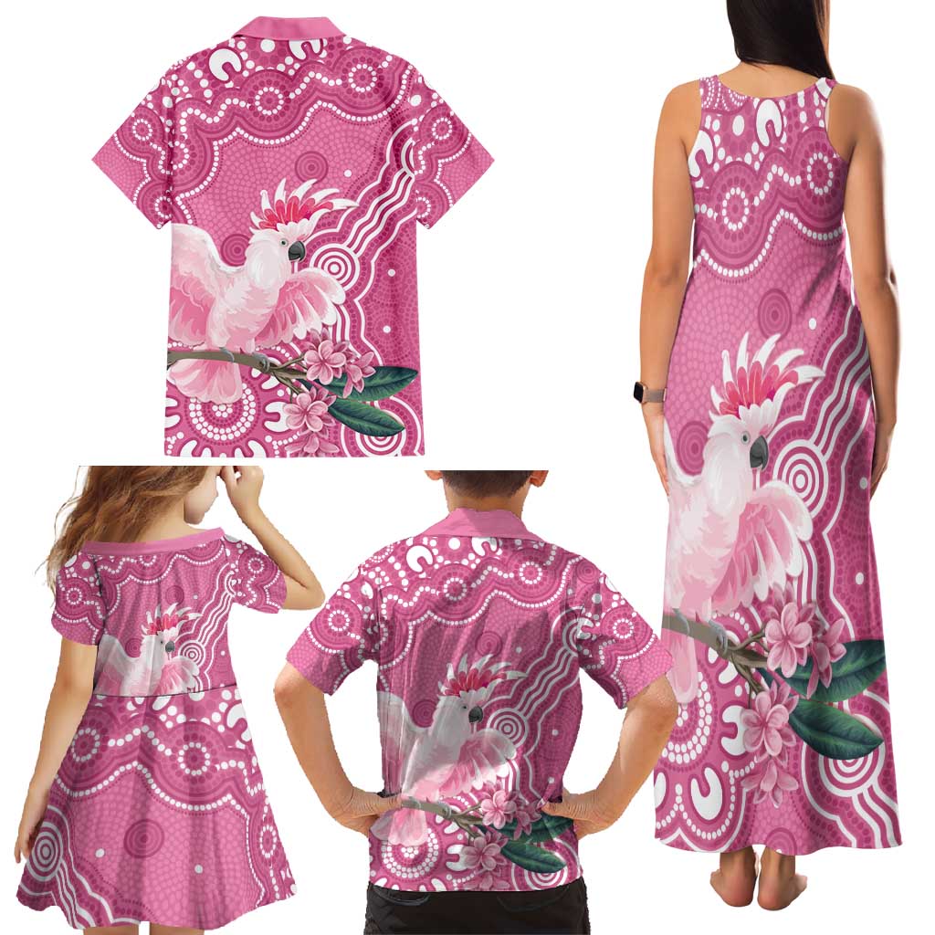 Australia Breast Cancer Awareness Family Matching Tank Maxi Dress and Hawaiian Shirt Pink Cockatoo Ribbon Aboriginal Art - Aussie Hoodie