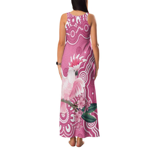 Australia Breast Cancer Awareness Family Matching Tank Maxi Dress and Hawaiian Shirt Pink Cockatoo Ribbon Aboriginal Art - Aussie Hoodie
