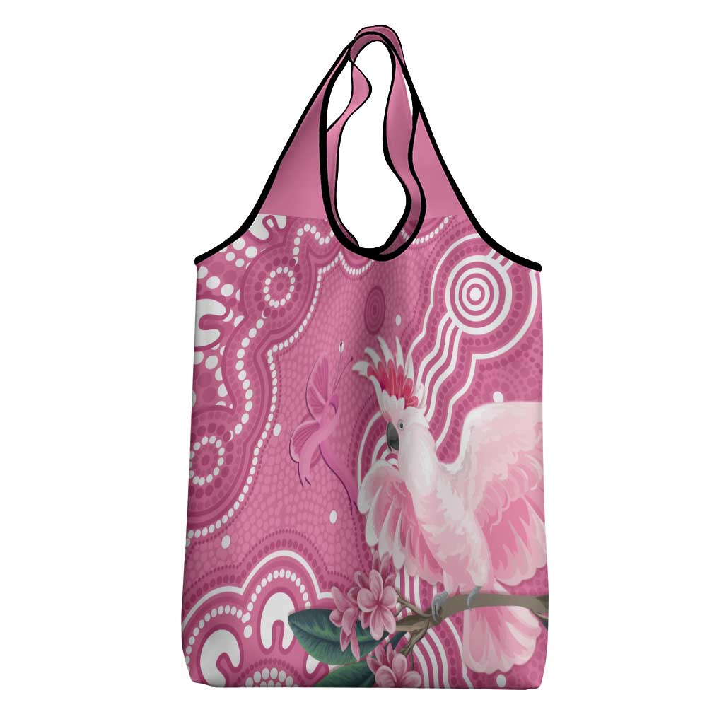 Australia Breast Cancer Awareness Grocery Bag Pink Cockatoo Ribbon Aboriginal Art - Aussie Hoodie