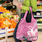 Australia Breast Cancer Awareness Grocery Bag Pink Cockatoo Ribbon Aboriginal Art - Aussie Hoodie